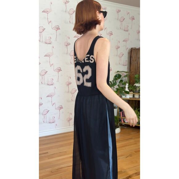 Deconstructed Rolling Stones Graphic Tank Top Chiffon Side Slit Maxi Tank Top - Picture 2 of 9